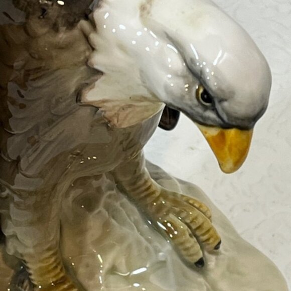 VTG TWO Ceramic Bald Eagle Book Ends Statues Hand Painted Japan 7.25" Tall - Picture 9 of 16